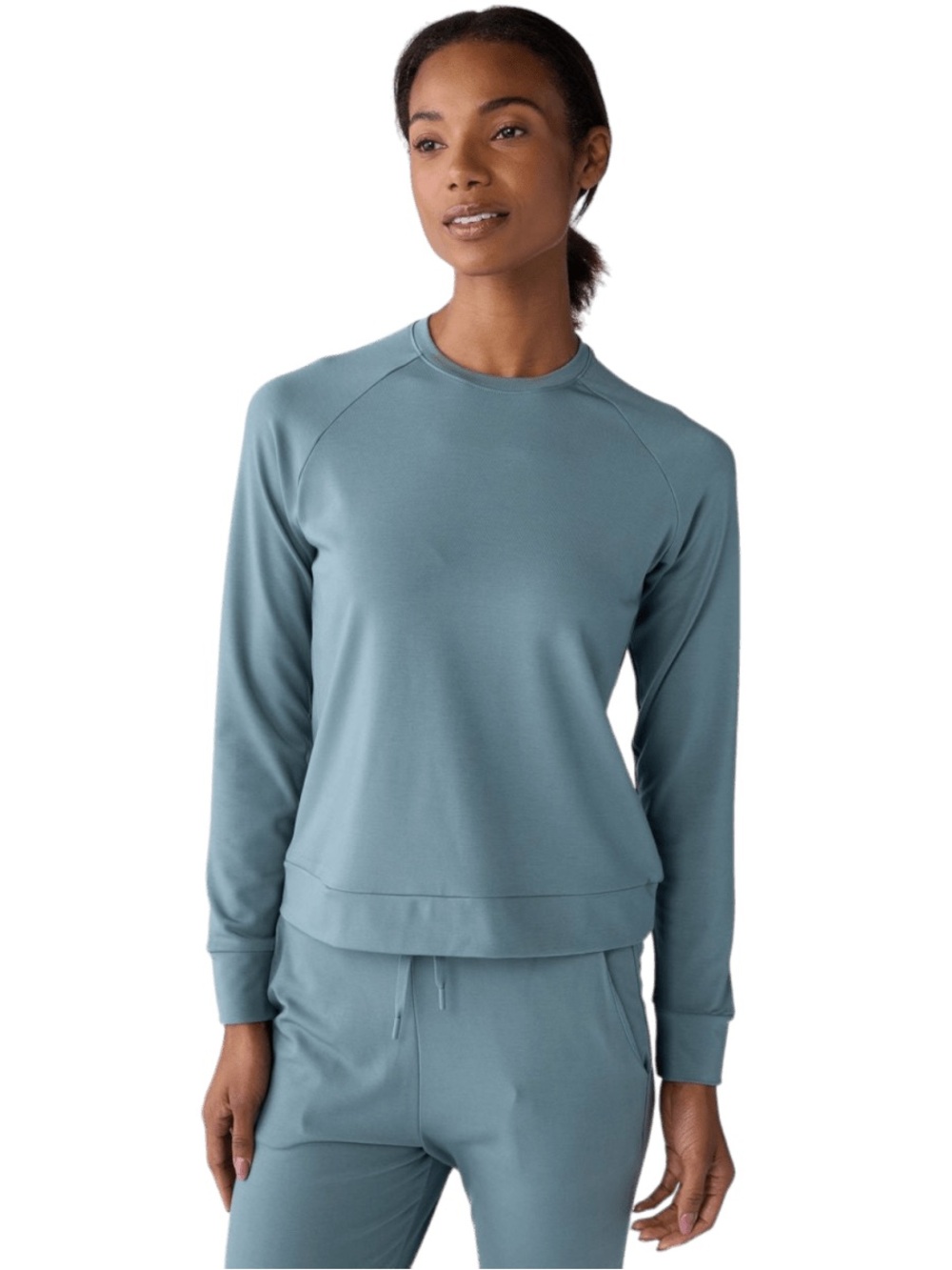 Cozy Earth Womens S Bamboo Ultra-Soft Raglan Pullover Crew LS Oceanside NWT $130